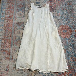 Flax white linen sleeveless long Slipster dress